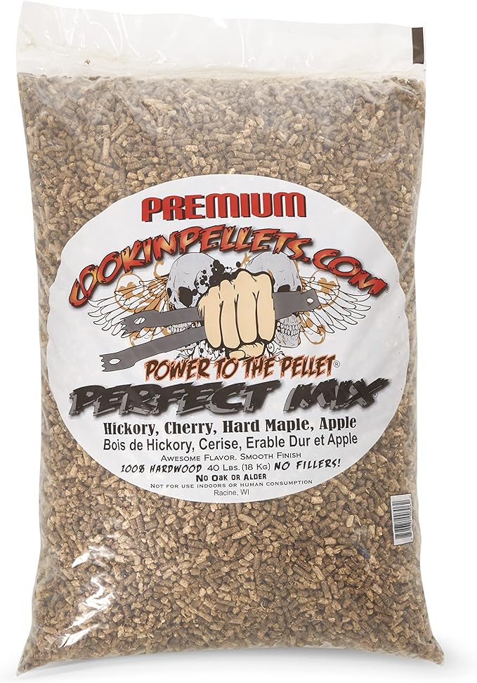 CookinPellets 40PM Perfect Mix All-Natural Hickory, Cherry, Hard Maple, and Apple Grill Smoker Smoking Hardwood Wood Pellets, 40 Lb Bag (2 Pack)