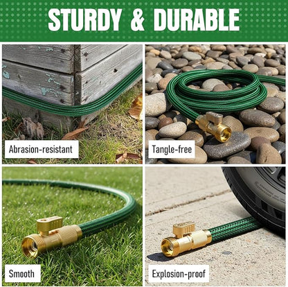 Garden Hose 50 ft NON-EXPANDABLE Water Hose, Flexible & Lightweight Kink Resistant Hybrid Hose, Leak-Proof Heavy Duty, Super Durable Fabric with 3/4" Solid Brass Connectors
