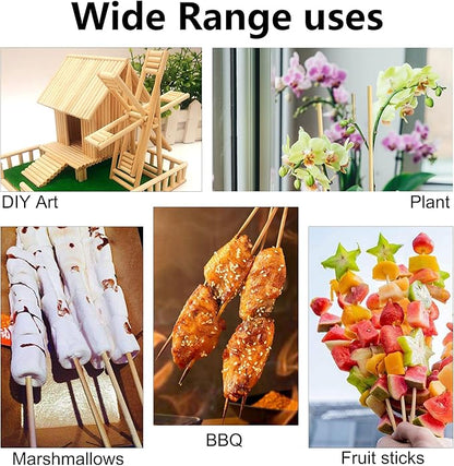 BLUE TOP Natural Bamboo Skewers 12inch Φ=4mm Pack 200;Bamboo Sticks for Grilling, BBQ, Kabob,; Candy Sticks for Fruits, Candies, Chocolate Fountain, Appetizer, Plant Sticks for flower tomato growth