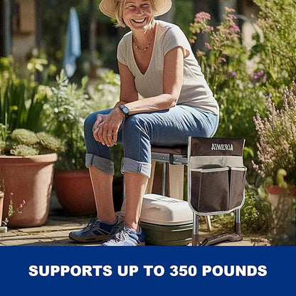 Aimerla K5 Foldable Kneeler Seat - Heavy Duty (Detachable Cloud Kneeler Pad) - Garden Stool - 2 Large Tool Bags - Portable Bench for Indoor & Outdoor