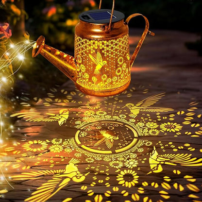 Solar Watering Can Lights, Hummingbird Hanging Lanterns Outdoor, Birthday Gifts for Christmas Mom Women Grandma , Waterproof Solar Lights Garden Decor for Outside Yard Art Patio Porch Lawn Backyard