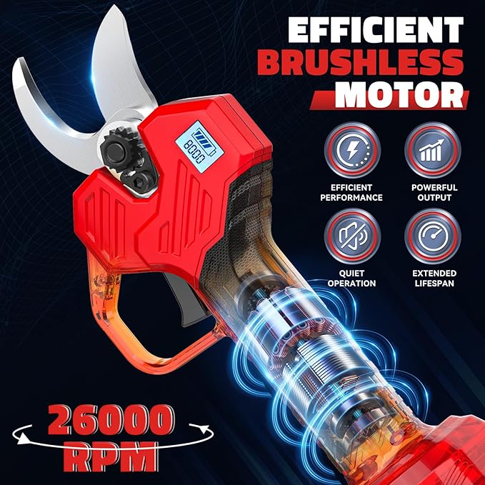 Electric Pruning Shears Compatible with Milwaukee 18v Battery, Portable Cordless Pruning Shears with Brushless Motor, LCD Display, Adjustable Cut, Battery Powered Tree Trimmer (Tool Only)