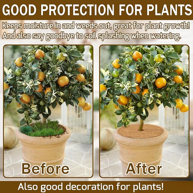 ZeeDix 20 Pack Coconut Fiber Mulch Ring, 11.8 Inch Coco Coir Tree Ring Mulch Mat, 100% Natural Tree Protector Mat Plant Cover Ring Coconut Coir Discs Tree Mats Mulch Rings for Indoor Outdoor Plants