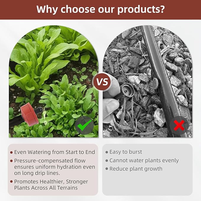 30PCS 1 GPH Pressure Compensating Drip Irrigation Spot Watering Drippers/Emitters, Self-Cleaning Constant Flow Drip Irrigation Emitters Heads Irrigation Drippers Parts for Drip Irrigation System