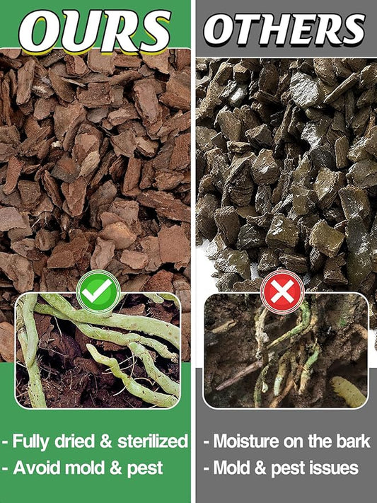 4qt New Zealand Orchid Bark, 1/2-3/4in Sun-Dried Medium Organic Pine Wood Chip Potting Barks, Orchids Mix Plant Compost Mulch for Promoting Root Development