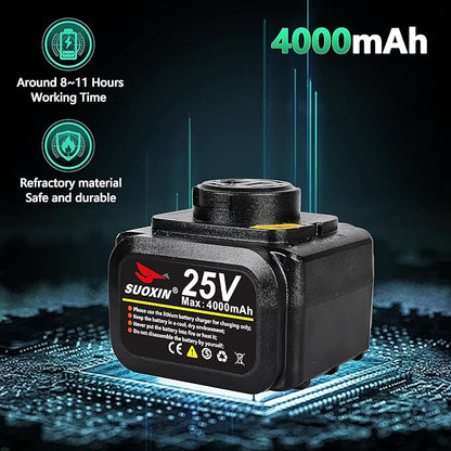 25V Electric Pruning Shears, Suoxin 1.6" Cutting diameter Brushless Cordless Tree Pruner with LCD Display, 2×4.0Ah Batteries, SK5 Blade – Professional Garden Tool for Thick Branches