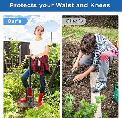 Garden Grass Plugger Tool with Long Handle Sod Turf Plugger Steel Bulb Planter with Soft Rubber Grip Plants Transplanter Tool for Digging Holes, Repair of Turf, Transplant Seedling