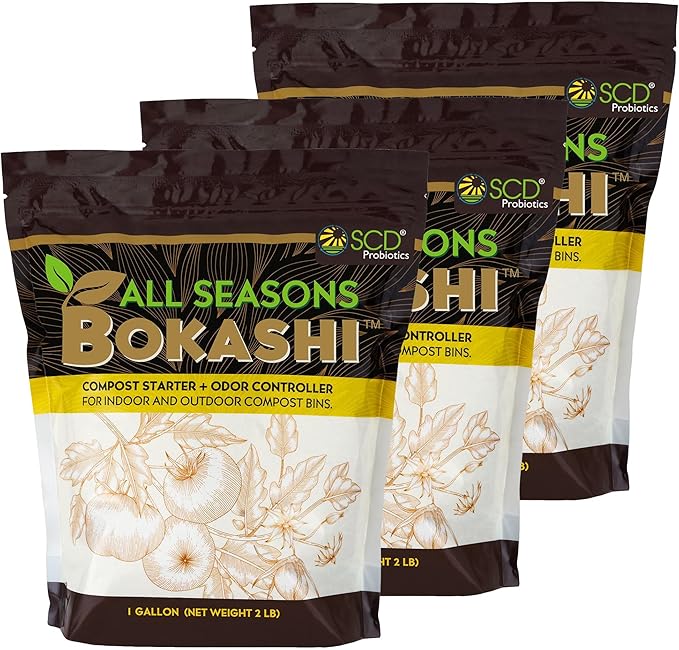 All Seasons Bokashi Compost Starter - 2 lbs (1 Gallon) 6.6 lbs Dry Bokashi Bran for Kitchen Compost Bin, Compost Pet and Food Waste Easily with Low Odor, (3 Pack) by SCD Probiotics