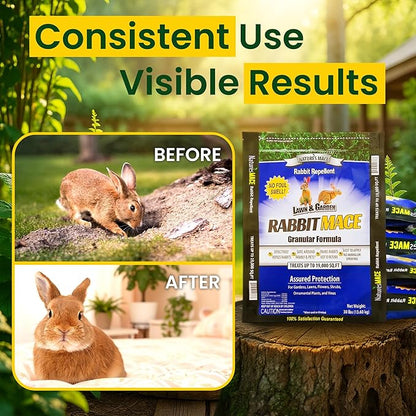 Nature's MACE Rabbit MACE Granules, 150 Pounds, Treats 95,000 sq ft, Rabbit Repellent Outdoor, Granular Rabbit Deterrent for Plants, Garden, Flowers, Landscape, Safe to use Around People, Pets, Plants