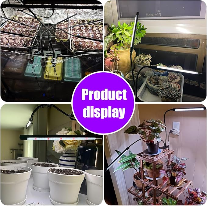 Grow Lights Upgrade 168 LEDs Clip Plant Lights for Indoor Plants, Full Spectrum White+ Red LED Plant Growing Lamps with Flexible Gooseneck, 3/9/12H Timer, 3 Spectral Modes, 10 Dimmable Levels 2 Pack