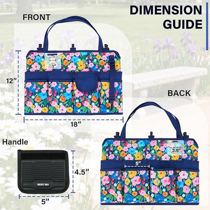 KUNN 18-Pocket Bucket Tool Organizer | Heavy-Duty 5 Gallon Bucket Caddy with Hangable Handle | Gardening Tool Bag & Garden Caddy Accessory for Gardeners, Blue