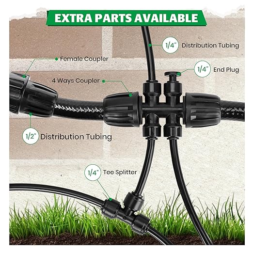 Bonviee 40-Pack Drip Irrigation Emitters- 1/4" Push-to-Connect Precision Irrigation Stakes - Low Flow Garden Watering System for Vegetables, Shrubs & Flower Beds