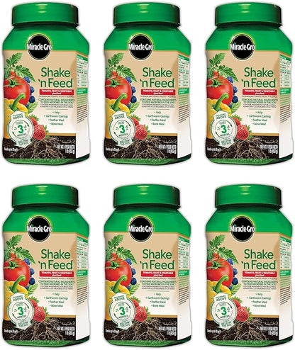 Miracle-Gro Shake 'N Feed Tomato, Fruit & Vegetable Plant Food, Plant Fertilizer, 1 lb. (6-Pack)