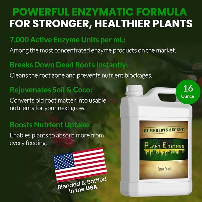 Humboldts Secret Plant Enzymes | 7,000 Active Units per mL | Root & Soil Enzyme Additive for Hydroponic and Aeroponic Systems | Boosts Growth and Root Strength for Maximum Nutrient Uptake | 16 Ounce