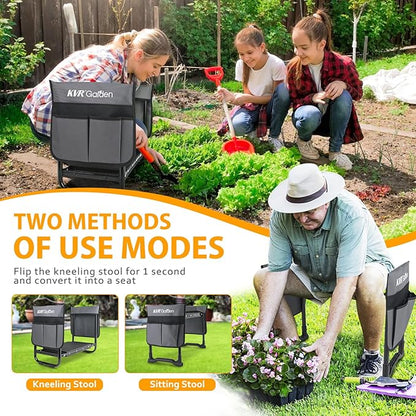 KVR Garden Kneeler Seat Heavy Duty, Upgraded Garden Bench Widened 10.2", Anti-Rust & Anti-Wear, Foldable Gardening Stool Prevents Back Pain Knees, Gift for Women Men, Seniors, Mom, Dad