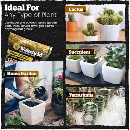 Wakefield Biochar Blend Potting Mix for Cactus & Succulent – Premium Potting Soil Blend with CarbonBoost Technology for Superior Drainage, Moisture Retention & Root Growth – 4 QT Organic Soil Mix