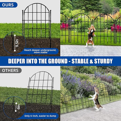26 Pack Decorative Garden Fence, 22in X 28ft Arched No Dig Fence Border, Garden Edging Border, Rustproof Metal Animal Barrier with Ground Stake for Dog, Rabbit, Outdoor Yard Patio Decor