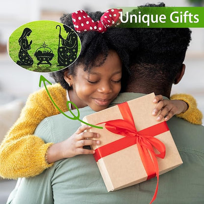 Outdoor Nativity Scene Garden Stakes Decorations, 3PCS Metal Silhouette Outdoor Nativity Set Garden Decor, for Yard Patio Lawn Garden Pathway