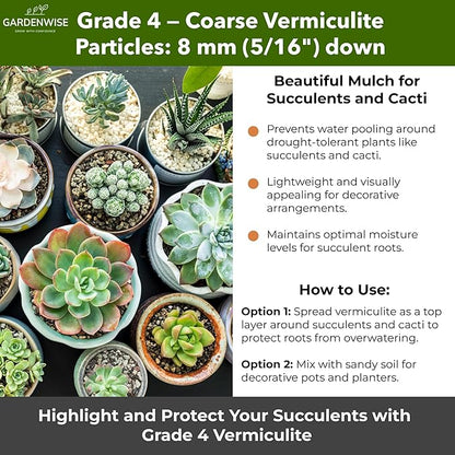 Organic Coarse Vermiculite for Indoor Gardening Plants and Mushrooms – Enhances Soil Aeration, Seed Germination, Rooting Cuttings – Small Packages and Bulk (Vermiculite Grade 4 – Coarse, 5 qt)
