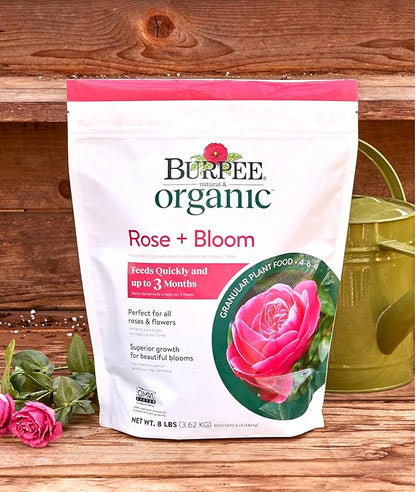 Burpee Organic Bloom Granular All-Natural Food for Roses and Flower Plants | Ideal for Container Gardens, Beds or Bushes, 4 lb, 4lb. Bag