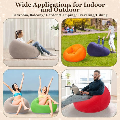Realspring Inflatable Bean Bag Chairs Outdoor Blow up Camping Chairs Inflatable Lazy Sofa Folding Portable Bean Bag Loungers Couch for Movie Night(Multicolor,6 Pcs)