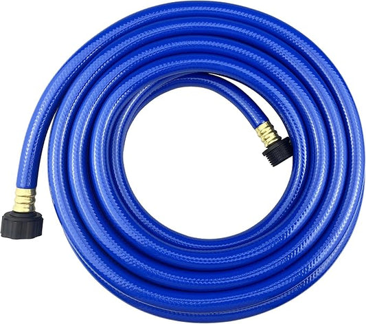 PVC Garden Hose 1/2 Inch, Flexible Water Hose with Male and Female Fittings, No Leaking, Heavy Duty, for Household, Outdoors, Lawns, Patio (25 FT, Blue, Plastic Fittings)