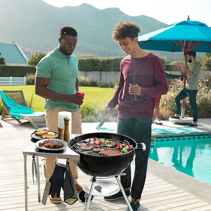 Stanbroil Stainless Steel Work Table Fits All Weber 18", 22" Charcoal Kettle Grills and Other Similar Size Charcoal Kettle Grills -Patent Pending