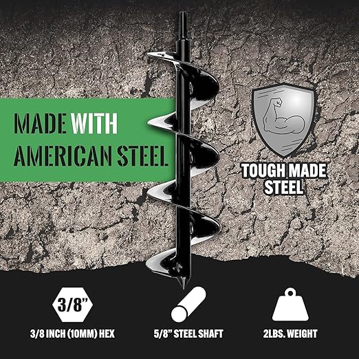 Power Planter DIY Guru Garden Drill Auger Bit (3"x12") - Designed for Planting, Digging Holes, Paint Mixing, Cement Mixing and Home Projects - Made of Steel with a 3/8" Non-Slip Hex Drive (Purple)