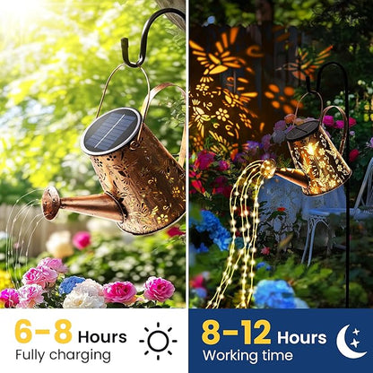 Solar Lights Outdoor Garden Decor, Large Lanterns Watering Can Lights Gardening Gifts for Mom Women Grandma Birthday, Hanging Lights Outdoor Decoration for Yard Porch Patio Backyard