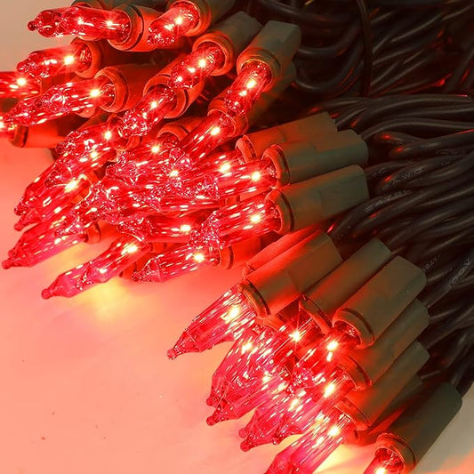 LJLNION 3 Sets Christmas Lights, 150 Count 33 FT Each Mini String Lights, Green Wire Fairy Lights, 120V UL Certified Connectable Xmas Tree Light for Holiday Winter Patio Party Outdoor Decoration, Red