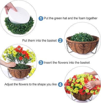 Artificial Fake Hanging Flowers Basket for Outdoors Spring Decoration, 12 Bundles Faux Silk Morning Glory Plants for Outdoor Planters Realistic UV Resistant Artificial Flowers for Outside Porch Garden