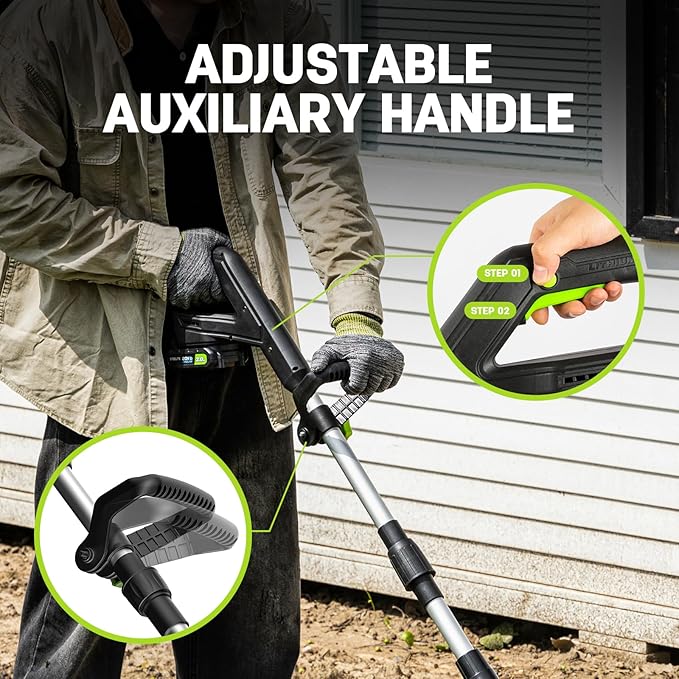 STEELITE 20V Battery Powered Tiller, 360 RPM Cordless Tiller, 400W Powerful Motor, 9-inch Tilling Width and 7-inch Depth Portable Rotary Tiller, 2×2Ah Battery & Charger Included