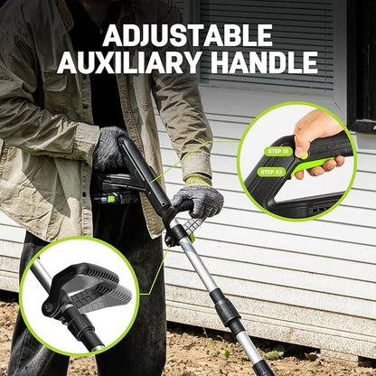 STEELITE 20V Battery Powered Tiller, 360 RPM Cordless Tiller, 400W Powerful Motor, 9-inch Tilling Width and 7-inch Depth Portable Rotary Tiller, 2×2Ah Battery & Charger Included