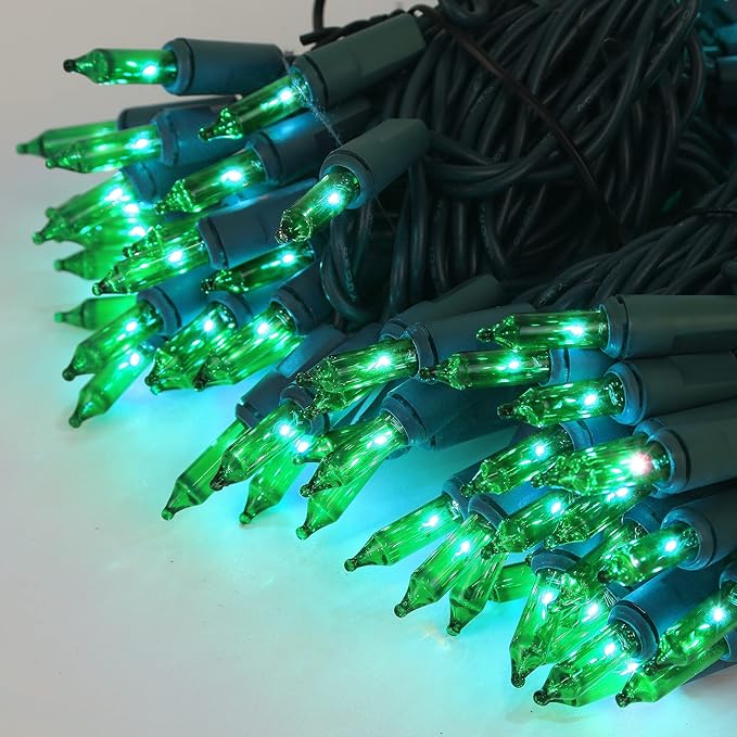 Christmas String Lights, 150 Count 33 FT Incandescent Mini Green Wire Fairy Light, 120V UL Certified Connectable St Patricks Day Tree Lights for Patio, Holiday, Party, Outdoor Indoor Decoration, Green
