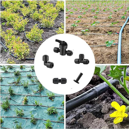 12 Pack 1/4 Inch Drip Irrigation Elbow Fitting, 90 Degree Quick Connect Corner Connector for 1/4" Tubing, Leak-Proof & Easy Install for Garden, Farm, Greenhouse Systems