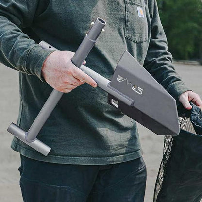 DMOS Nomad Shovel - 2-Piece Collapsible Lightweight Aluminum Shovel for Camping, Overlanding, Survival, Military, Hunting, & Off-Road Use - Silver - Regular