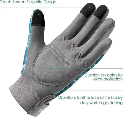 COOLJOB Small Gardening Work Gloves for Women Ladies, Thorn Proof for Rose Pruning, Cactus Handling, Blackberry Bush Planting, Puncture Resistant Anti-Slip Flexible, 1 Pair S Green Glower