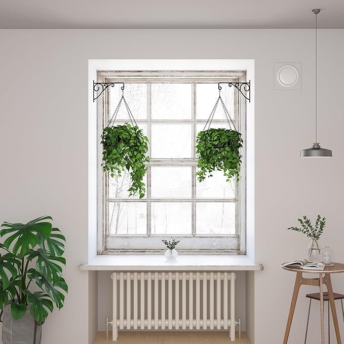 NADAMOO Hanging Planter for Indoor Plants - Wall Mount Bracket with Large Basket, Outdoor Metal Plant Hanger Holder for Window Balcony & Patio Decor
