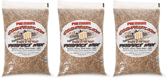 CookinPellets 40PM Perfect Mix All-Natural Hickory, Cherry, Hard Maple, and Apple Grill Smoker Smoking Hardwood Wood Pellets, 40 Lb Bag (3 Pack)