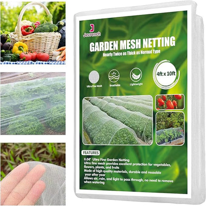 Garden Netting, Jevrench Durable Ultra Fine Garden Netting, Garden Plant Cover Row Cover Makes Plants, Vegetables, Fruits, and Flowers Grow Better (4ft x 10ft)