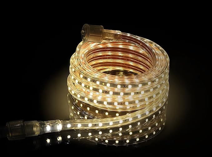 CBConcept UL Listed, 30 Feet, Super Bright 8100 Lumen, 3000K Warm White, Dimmable, 110-120V AC Flexible Flat LED Strip Rope Light, Commercial Grade, Indoor Outdoor use, Ready to plug n shine