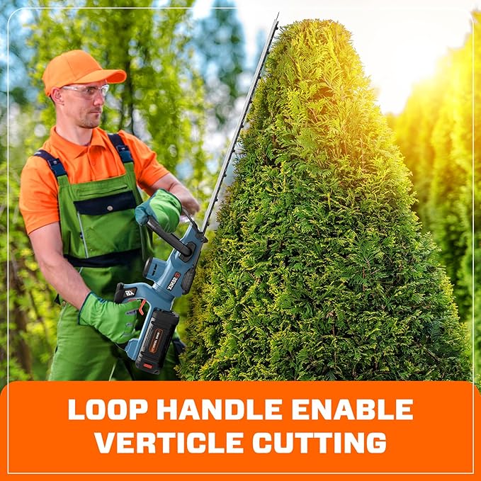 SENIX X6 60V Max* Battery Powered 26" Cordless Hedge Trimmer with Brushless Motor, Double-Sided Dual Action Blades, 1-1/4" Cutting Capacity, 3.0 Ah Lithium-ion Battery & Charger Included (HTX6-M1)