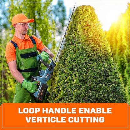 SENIX X6 60V Max* Battery Powered 26" Cordless Hedge Trimmer with Brushless Motor, Double-Sided Dual Action Blades, 1-1/4" Cutting Capacity, 3.0 Ah Lithium-ion Battery & Charger Included (HTX6-M1)