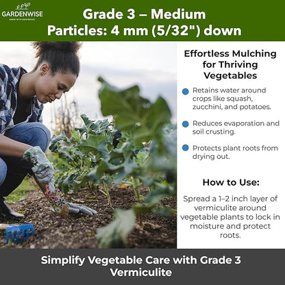 Organic Coarse Vermiculite for Indoor Gardening Plants and Mushrooms – Enhances Soil Aeration, Seed Germination, Rooting Cuttings – Small Packages and Bulk (Vermiculite Grade 3 – Medium, 1 qt)