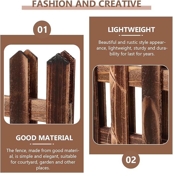 Carbonized Wooden Garden Fence Long High Outdoor Landscape Border Flexible Decorative Lawn Edging Pastoral Style for Flower Bed