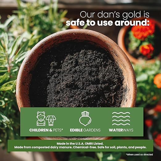 Soil Seed & Water Dan’s Gold Organic Dairy Compost – Rich, Aged Compost for Garden Beds, Raised Beds & Soil Enrichment - OMRI Listed Organic Fertilizer
