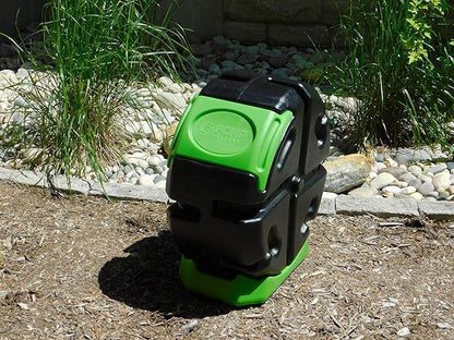 FCMP Outdoor HOTFROG Half Size Rolling Single Chamber Batch Tumbling Composter - Outdoor Rotating Garden Compost Bin (HF-RC2000WB-GRN) Black & Green (19-Gallon)