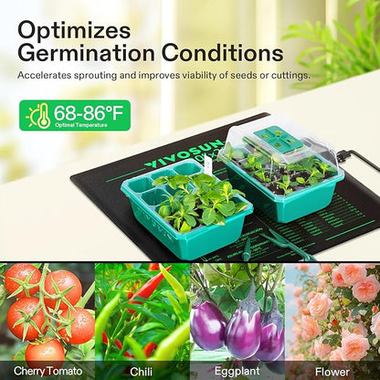 VIVOSUN 20" x 20.75" Seedling Heat Mat and Digital Thermostat Combo Set, UL & MET-Certified Warm Hydroponic Heating Pad for Germination, Indoor Gardening, Greenhouse