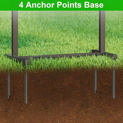 GOFORWILD Garden Hose Holder with Brass Faucet, Freestanding Water Hose Stand with Storage Basket, Detachable Heavy Duty Hose Reel Hanger Holds 150-Feet Hose for Outside Patio Yard Lawn