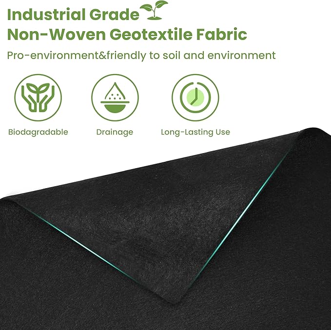 Weed Barrier Landscape Fabric | Heavy Duty Premium Weed Control Fabric -Durable & Eco-Friendly Weed Block Gardening Mat (8OZ 3x200ft, Non Woven)
